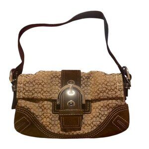 Coach Soho Signature Shoulder Bag Brown Monogram 3628 Y2K Vintage Suede Buckle